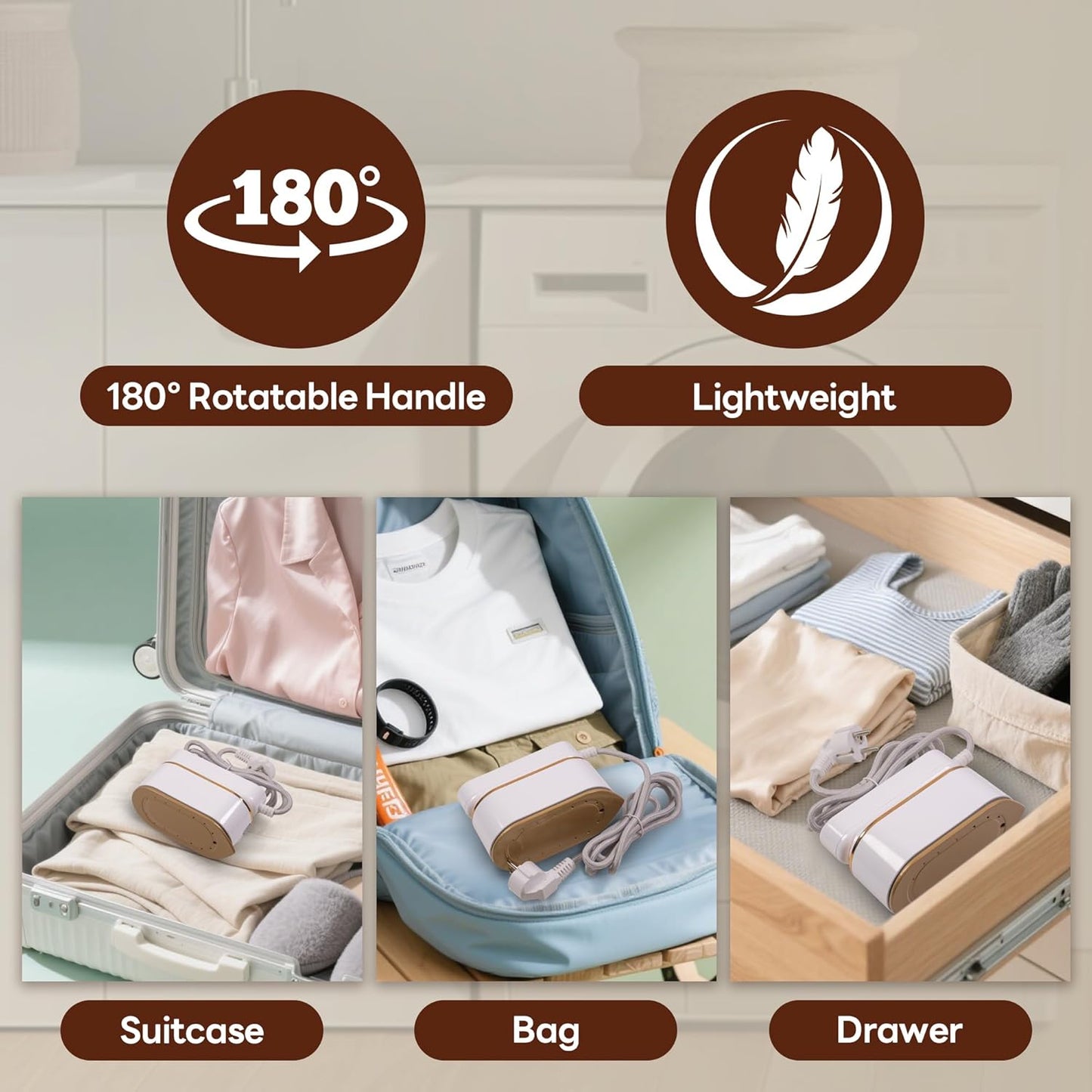 Mini-Fer à repasser à vapeur avec affichage LED